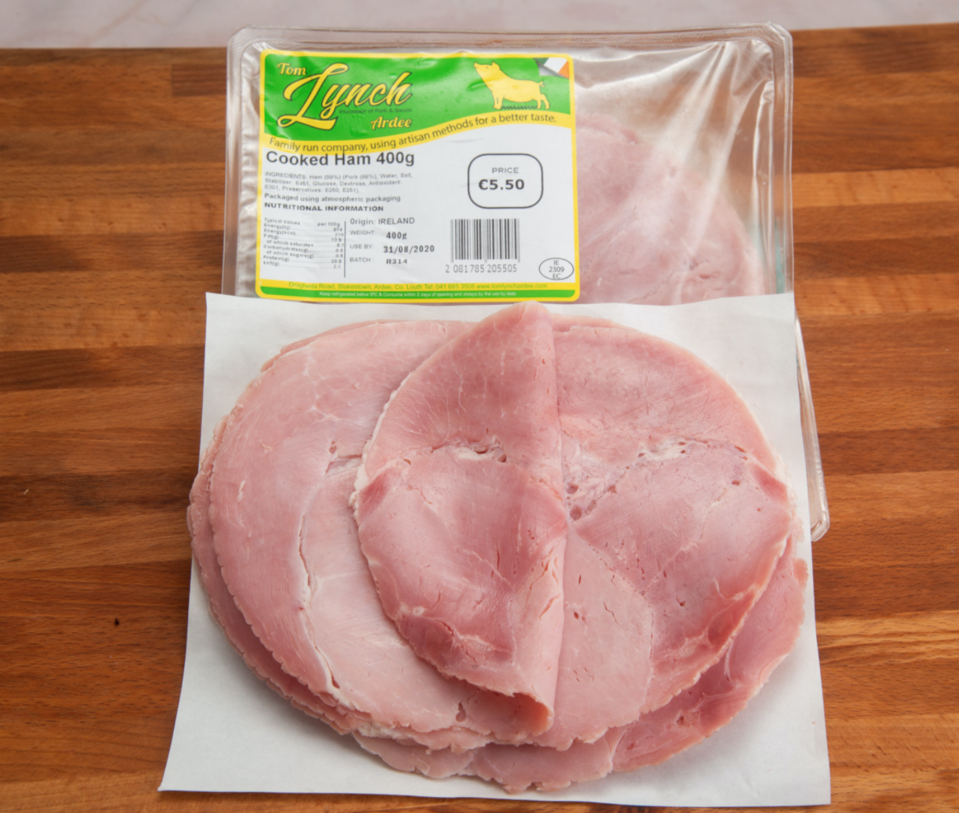 Tom Lynch's Cooked Ham Sliced 400grm Meats Butchers