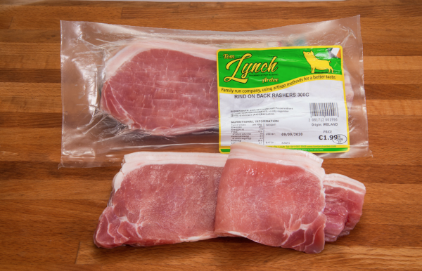 Pale Back Rashers Rind On 300grm